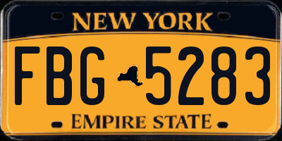 NY license plate FBG5283