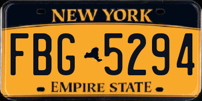 NY license plate FBG5294