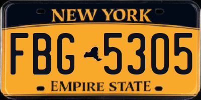 NY license plate FBG5305