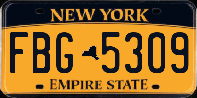 NY license plate FBG5309