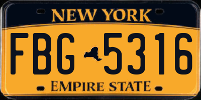 NY license plate FBG5316