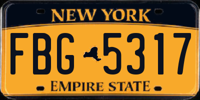 NY license plate FBG5317