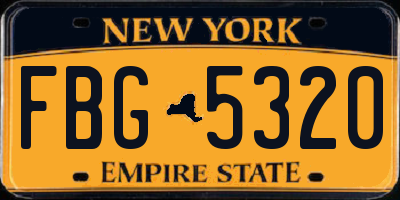 NY license plate FBG5320