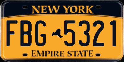 NY license plate FBG5321