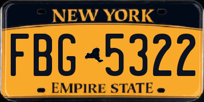 NY license plate FBG5322