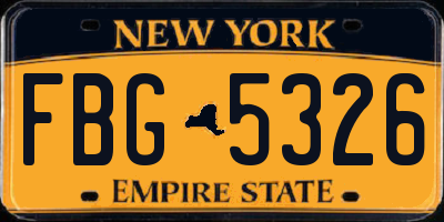 NY license plate FBG5326