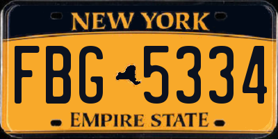 NY license plate FBG5334