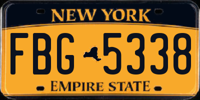 NY license plate FBG5338