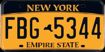 NY license plate FBG5344