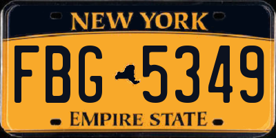 NY license plate FBG5349