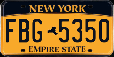NY license plate FBG5350