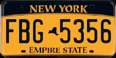 NY license plate FBG5356
