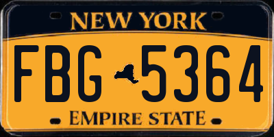 NY license plate FBG5364