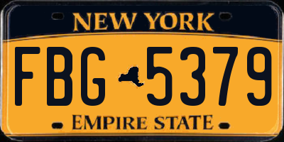 NY license plate FBG5379