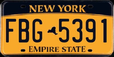 NY license plate FBG5391