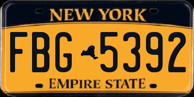 NY license plate FBG5392