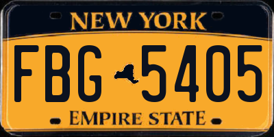 NY license plate FBG5405