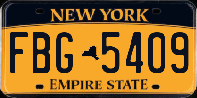 NY license plate FBG5409