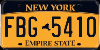 NY license plate FBG5410
