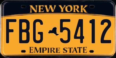 NY license plate FBG5412