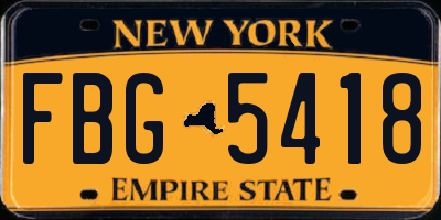 NY license plate FBG5418