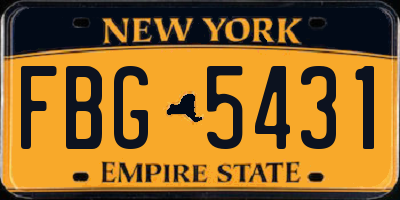 NY license plate FBG5431