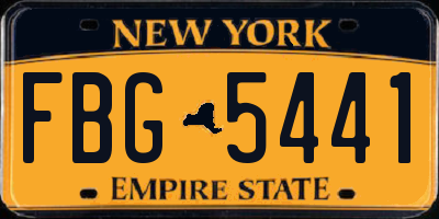 NY license plate FBG5441