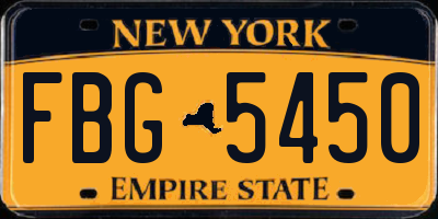 NY license plate FBG5450