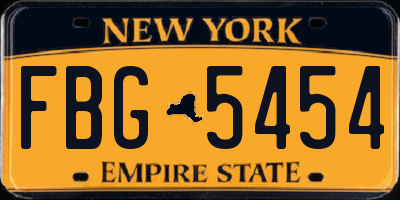 NY license plate FBG5454