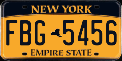 NY license plate FBG5456