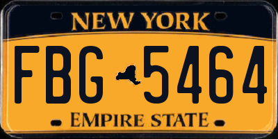 NY license plate FBG5464