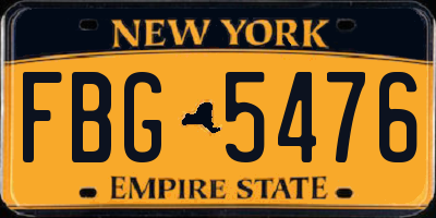 NY license plate FBG5476