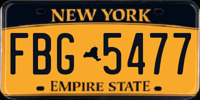 NY license plate FBG5477