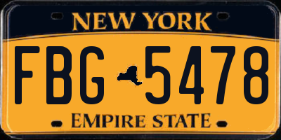NY license plate FBG5478