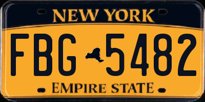 NY license plate FBG5482