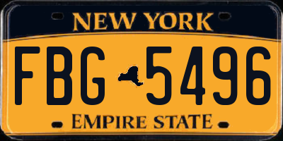 NY license plate FBG5496