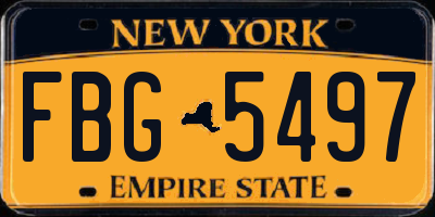 NY license plate FBG5497