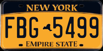 NY license plate FBG5499