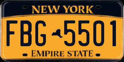 NY license plate FBG5501
