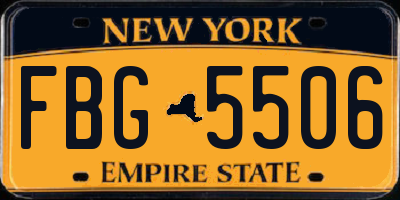 NY license plate FBG5506