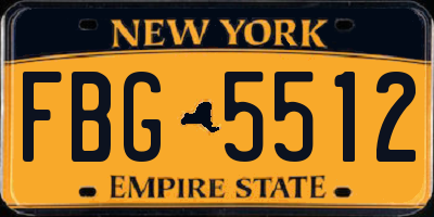 NY license plate FBG5512