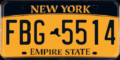 NY license plate FBG5514