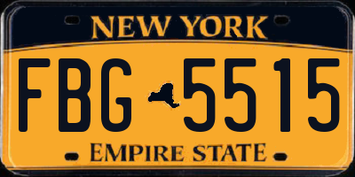 NY license plate FBG5515