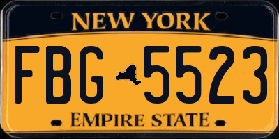NY license plate FBG5523