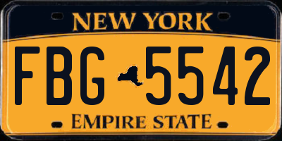 NY license plate FBG5542