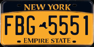 NY license plate FBG5551
