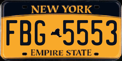NY license plate FBG5553