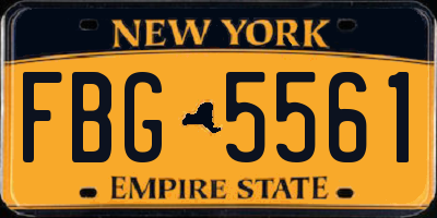 NY license plate FBG5561