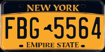 NY license plate FBG5564
