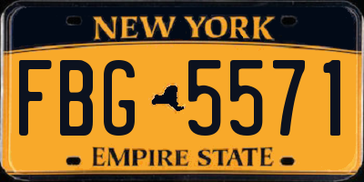 NY license plate FBG5571